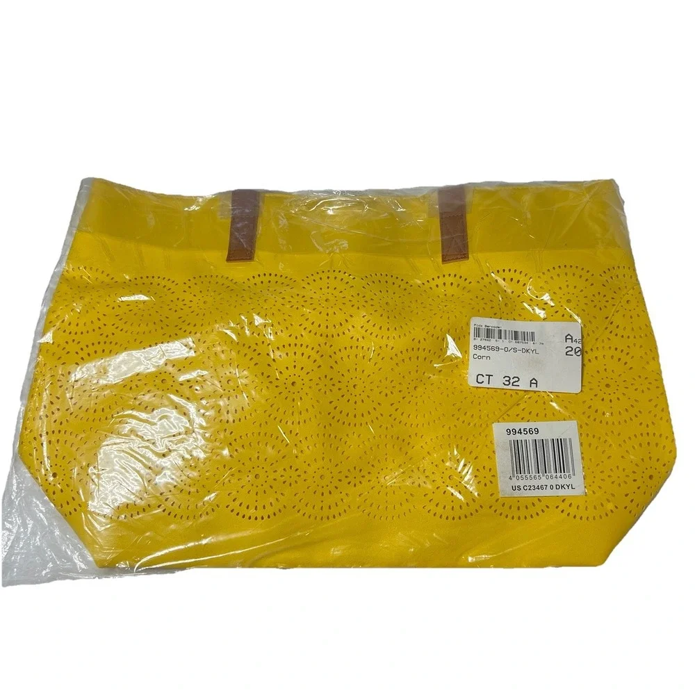 Yellow Spring Tote Bag Purse With Brown Handles Summer Women's Bag‎ Dopamine